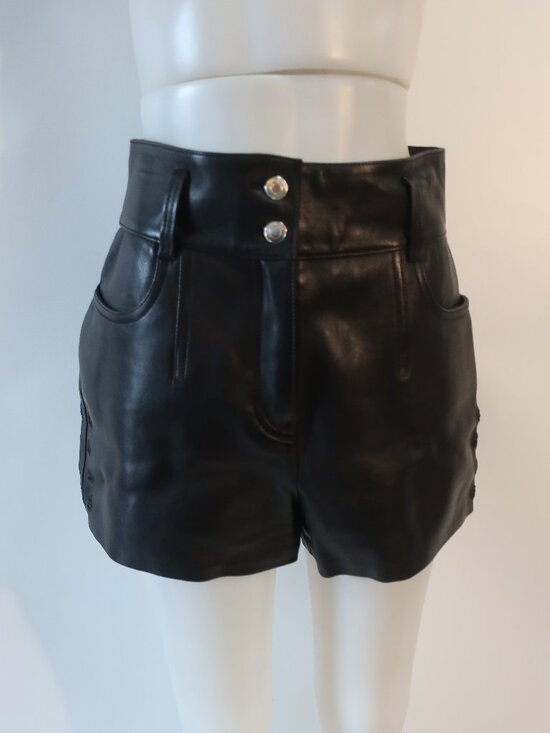 IRO Pants - Womens Iro Paris Adil (Item- 37) Black Pure Lamb Leather Shorts 38 US/6